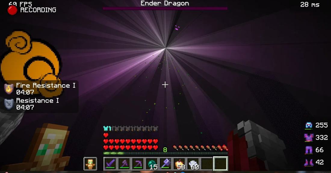 The Ender Dragon falling on Nightmare SMP