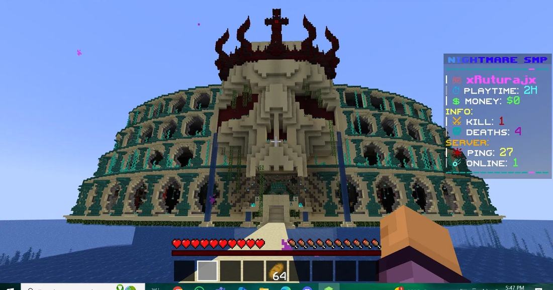 A sunken temple megabuild on Nightmare SMP